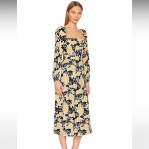ASTR The Label Hayden Dress in Black & Yellow Floral Medium